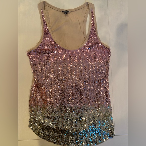 Express Tops - Express Rose and Gold sequin tank top